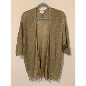 Iknit Golden Brown woven womens cardigan duster size medium cottage core comfy